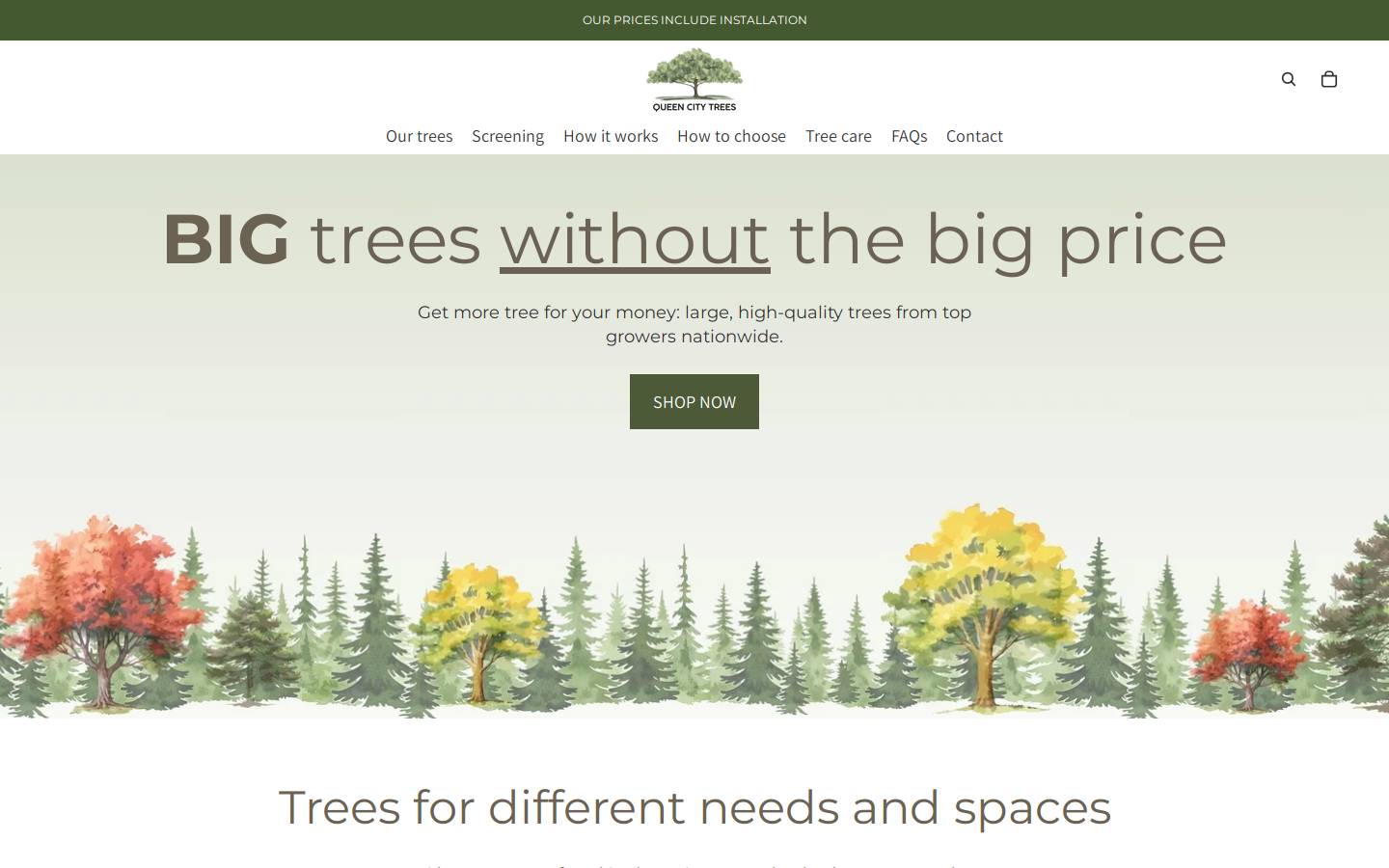 queencitytrees.com homepage screenshot
