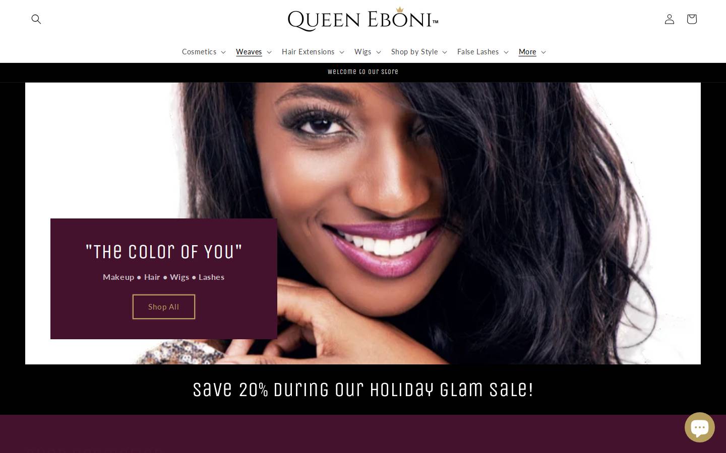 queenebonyskincare.com homepage screenshot