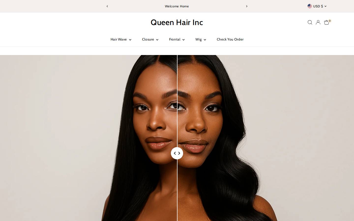 queenhairinc.com homepage screenshot