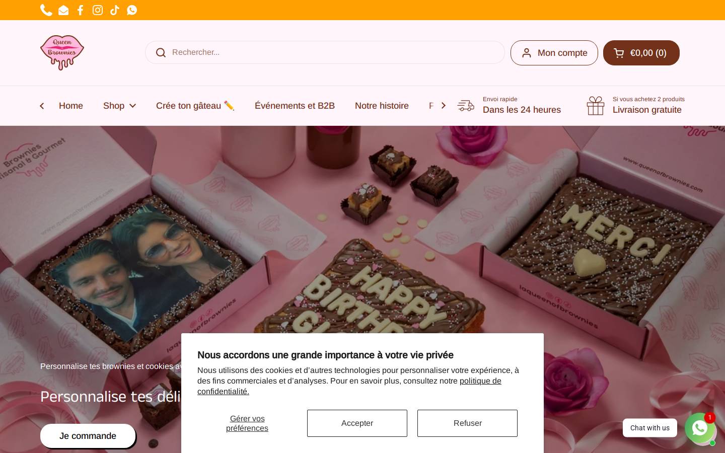 Queen of Brownies homepage screenshot