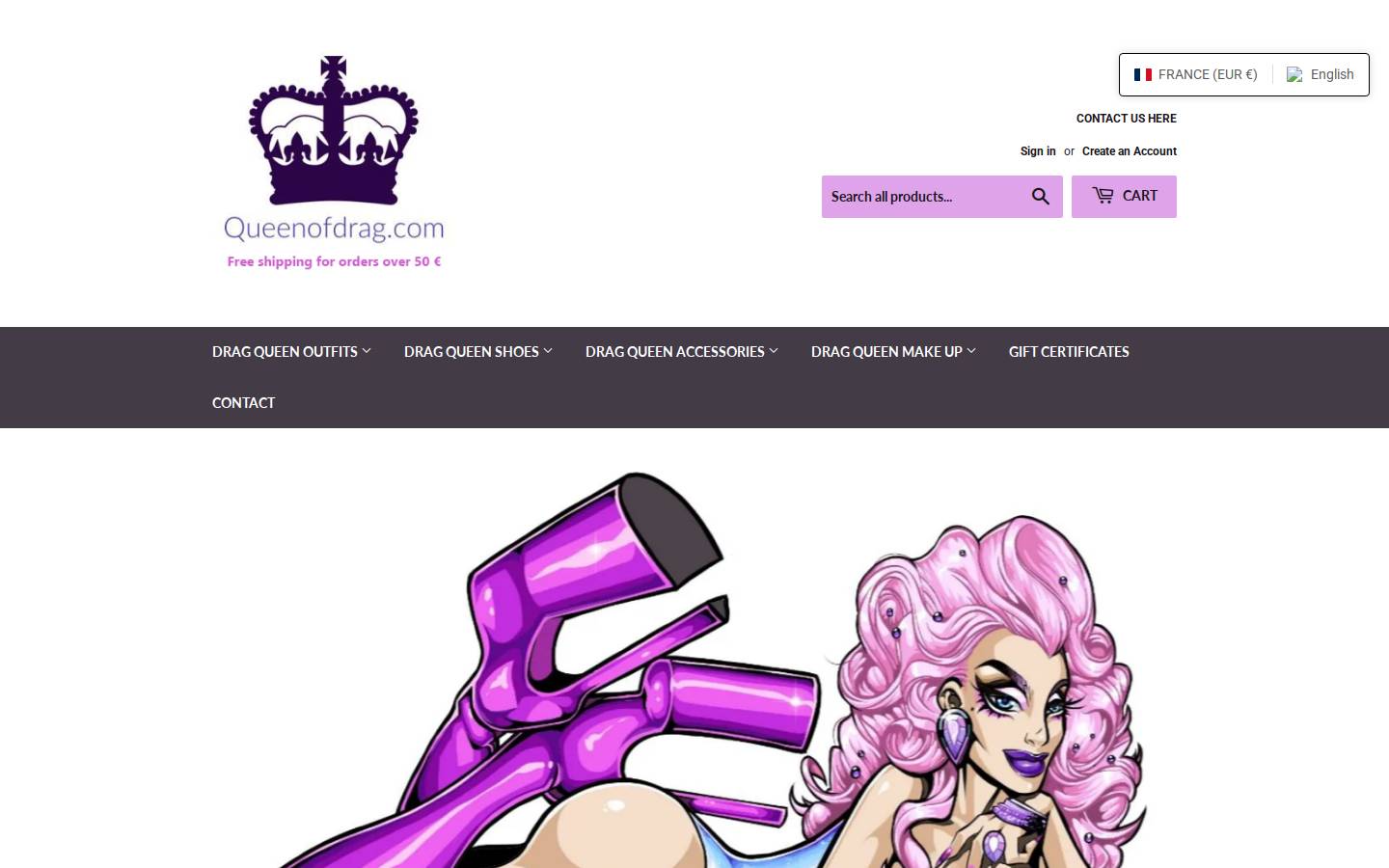 queenofdrag.com homepage screenshot