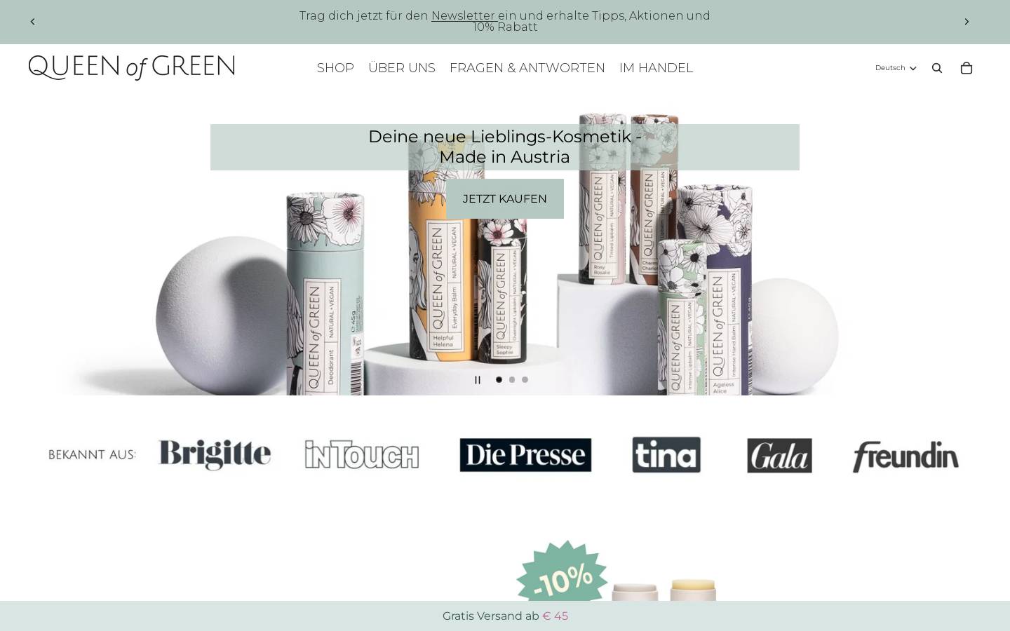 Queen of Green homepage screenshot