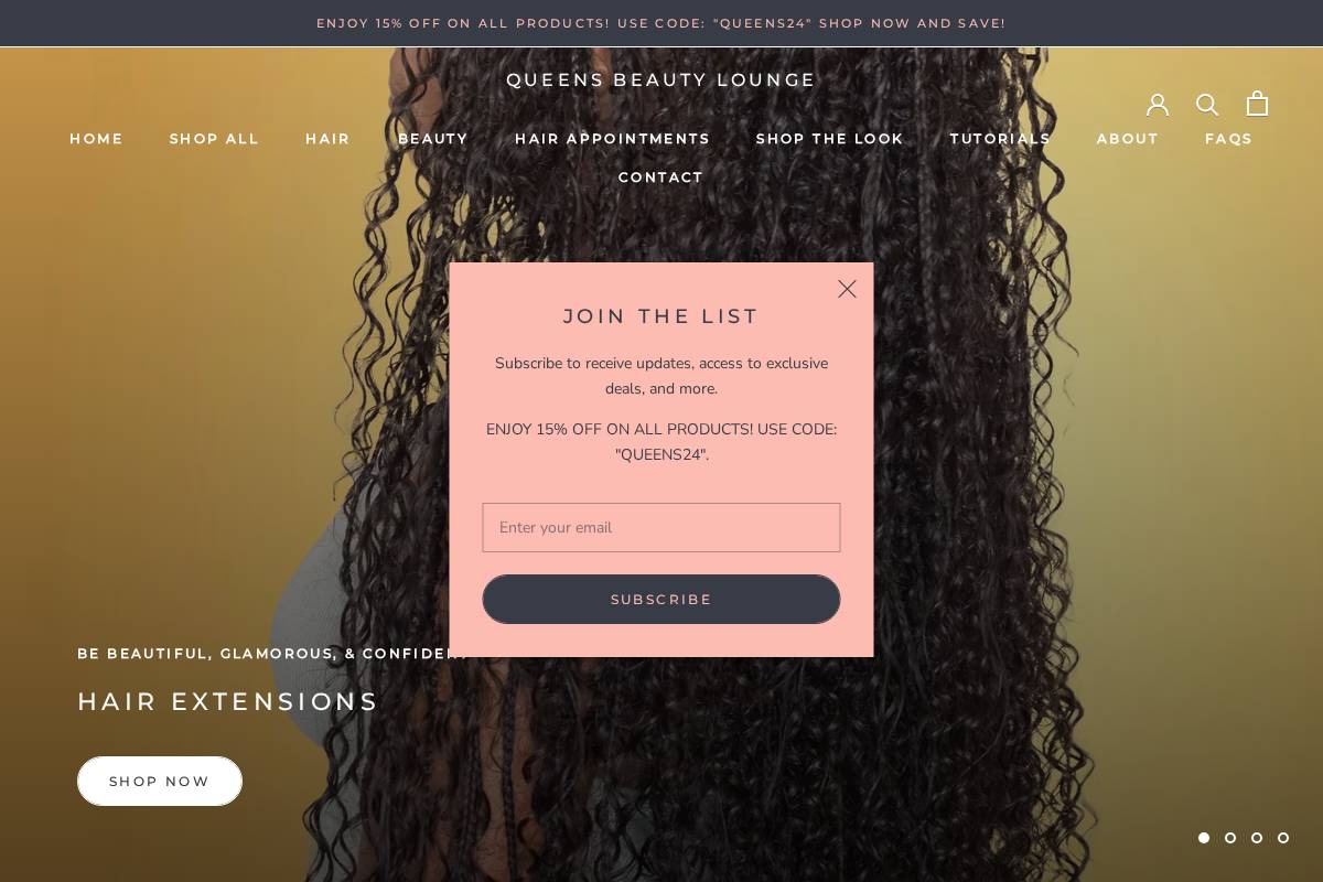 queensbeautyloungellc.com homepage screenshot