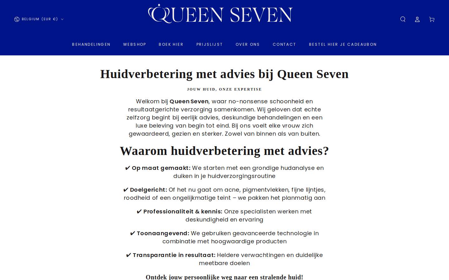 queenseven.be homepage screenshot