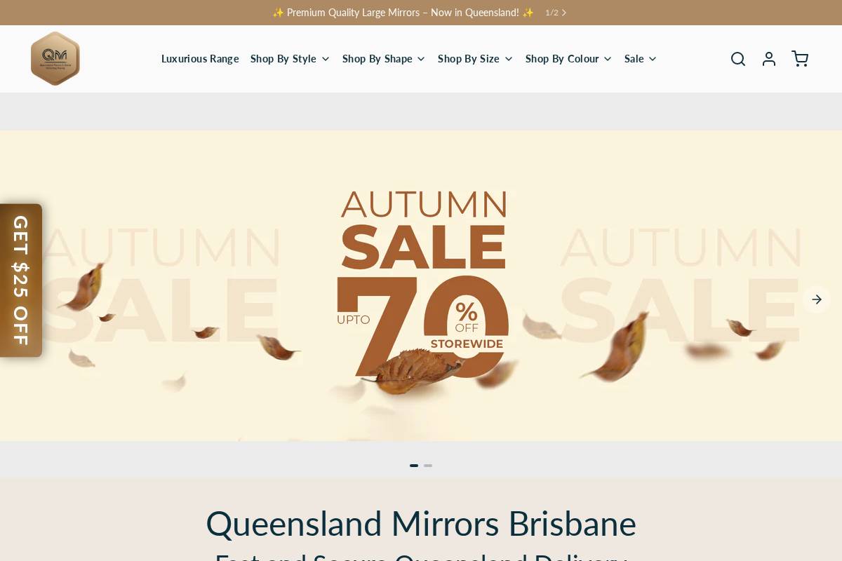 queenslandmirrors.au homepage screenshot