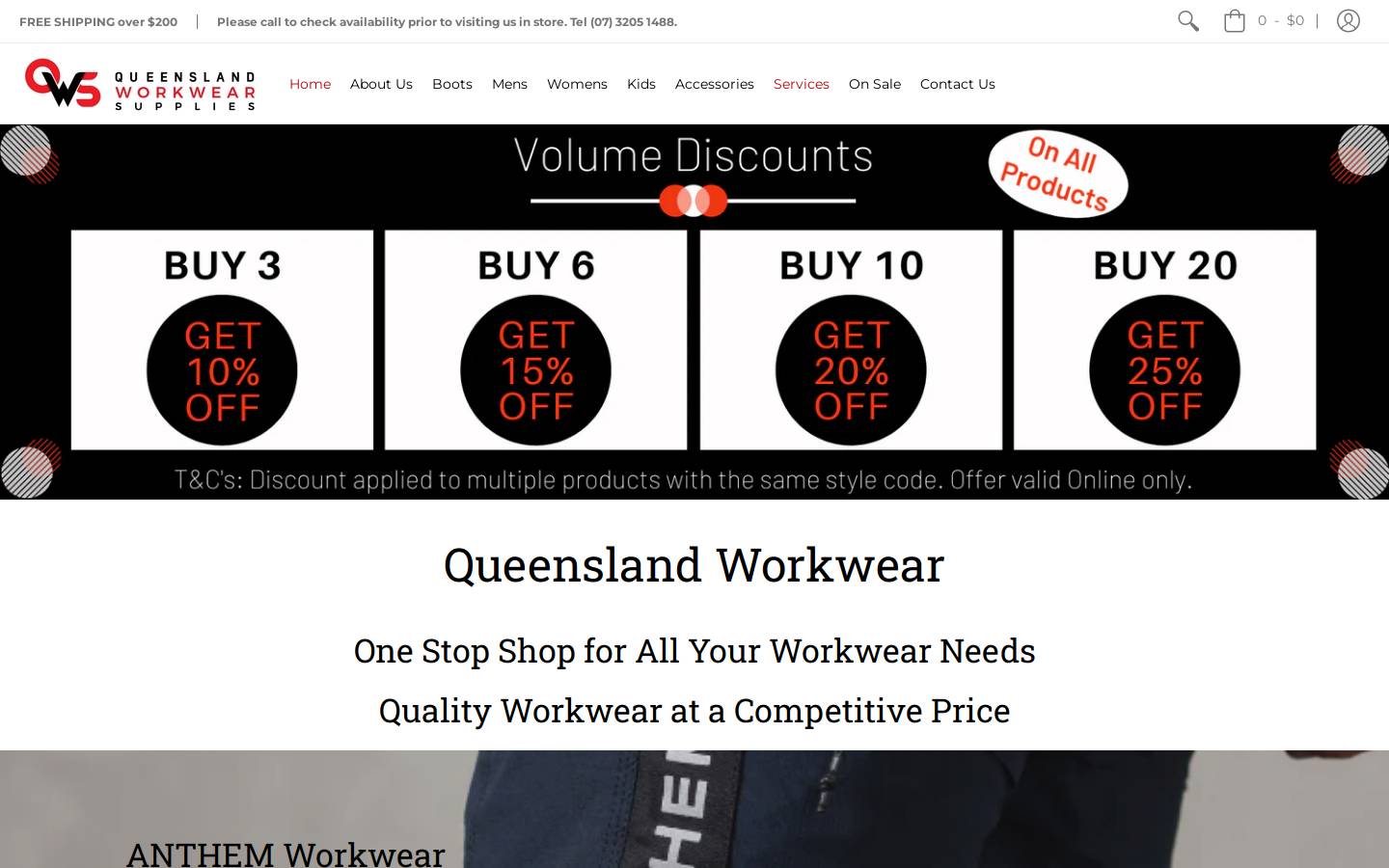 queenslandworkwear.com.au homepage screenshot