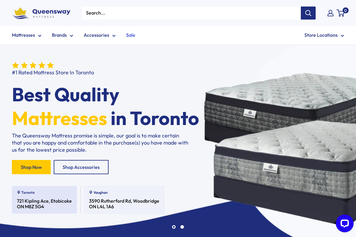Queensway Mattress homepage screenshot