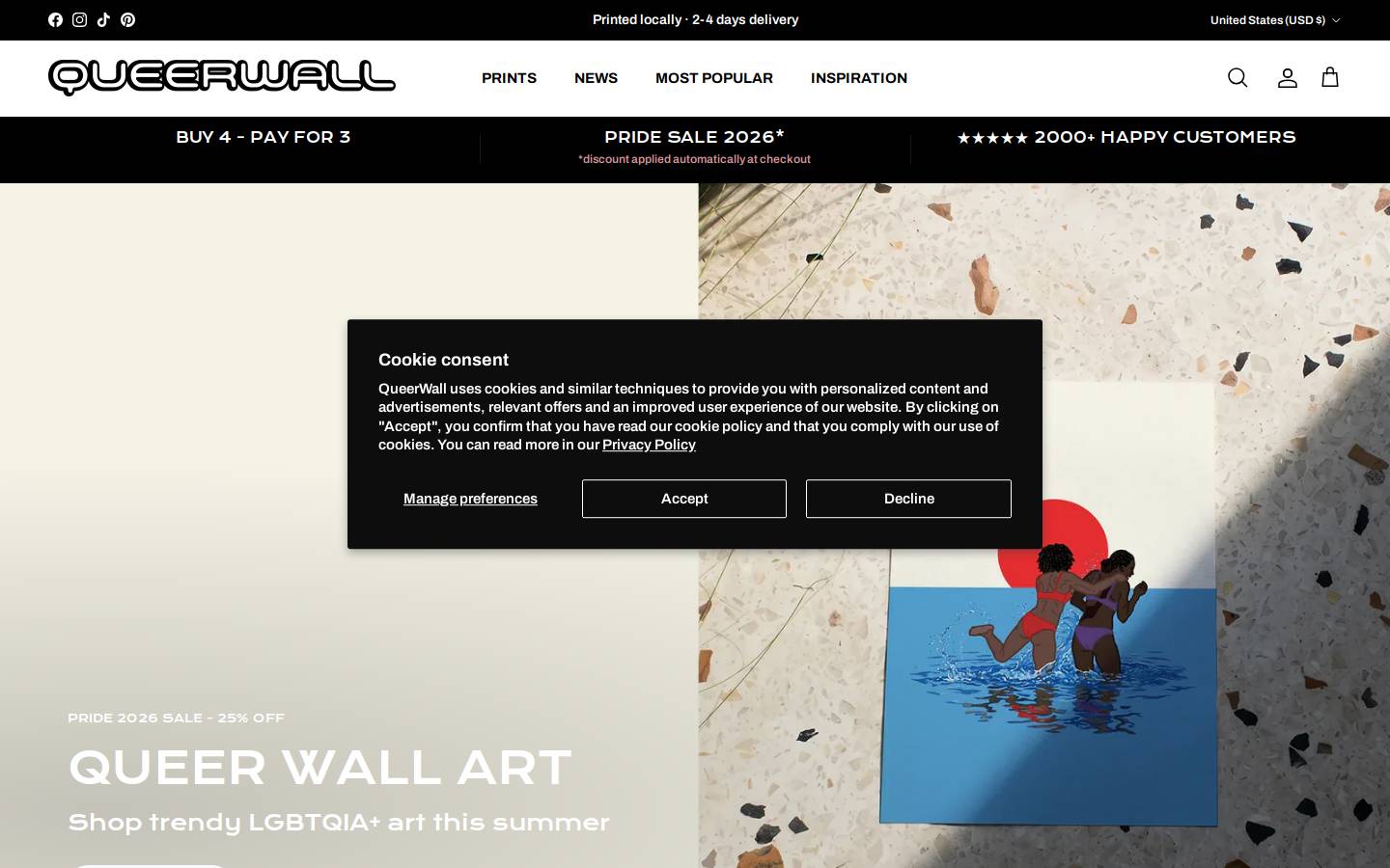 QueerWall homepage screenshot