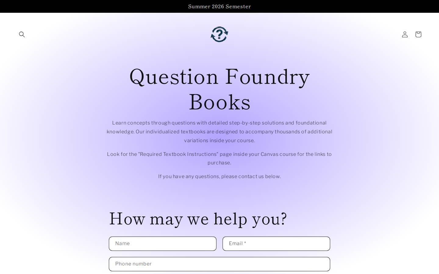 questionfoundrybooks.com homepage screenshot