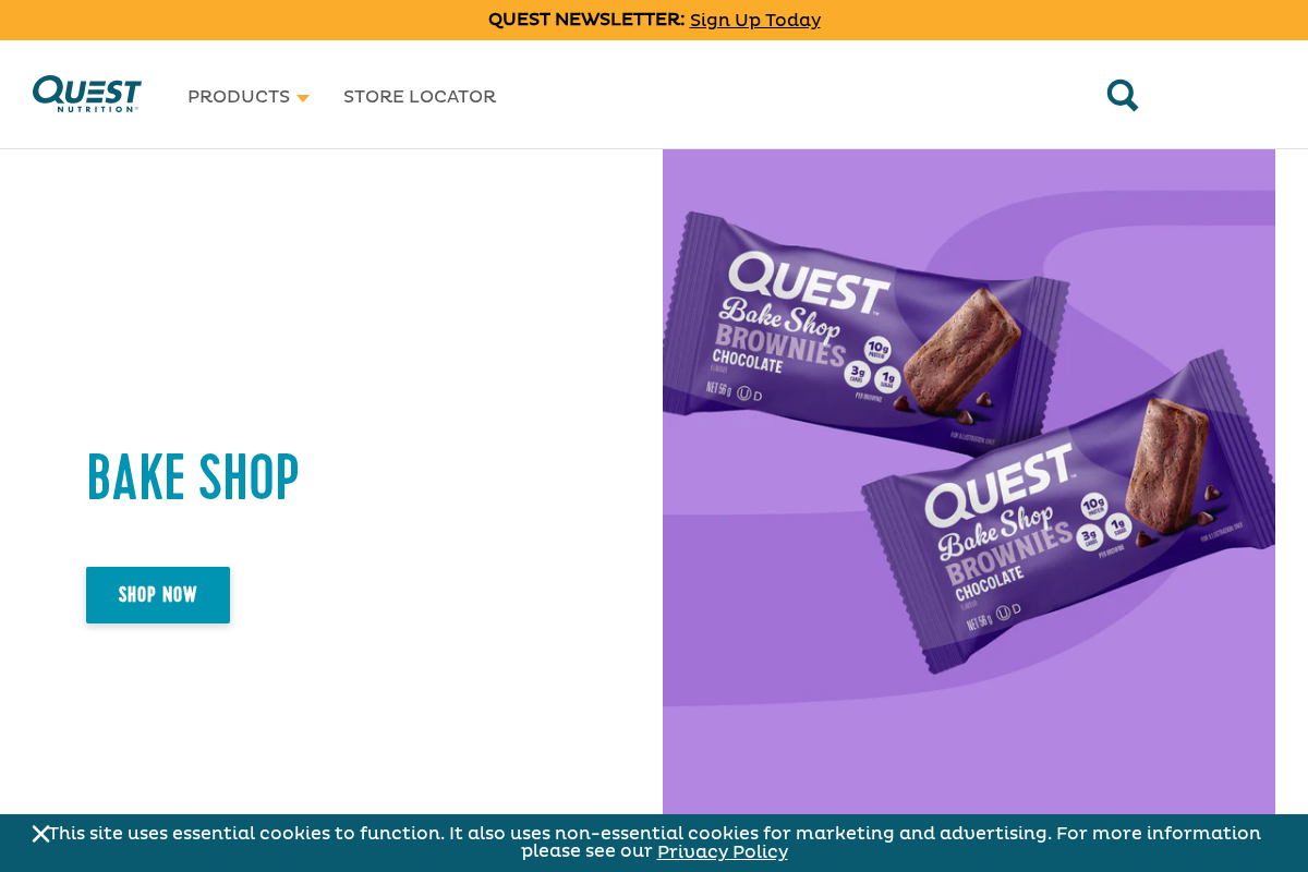 Quest Nutrition homepage screenshot