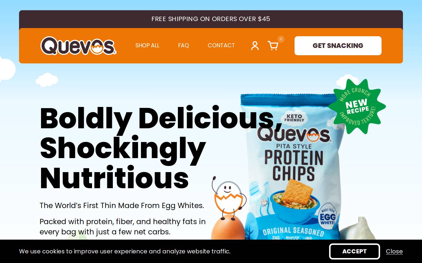 quevos.com homepage screenshot