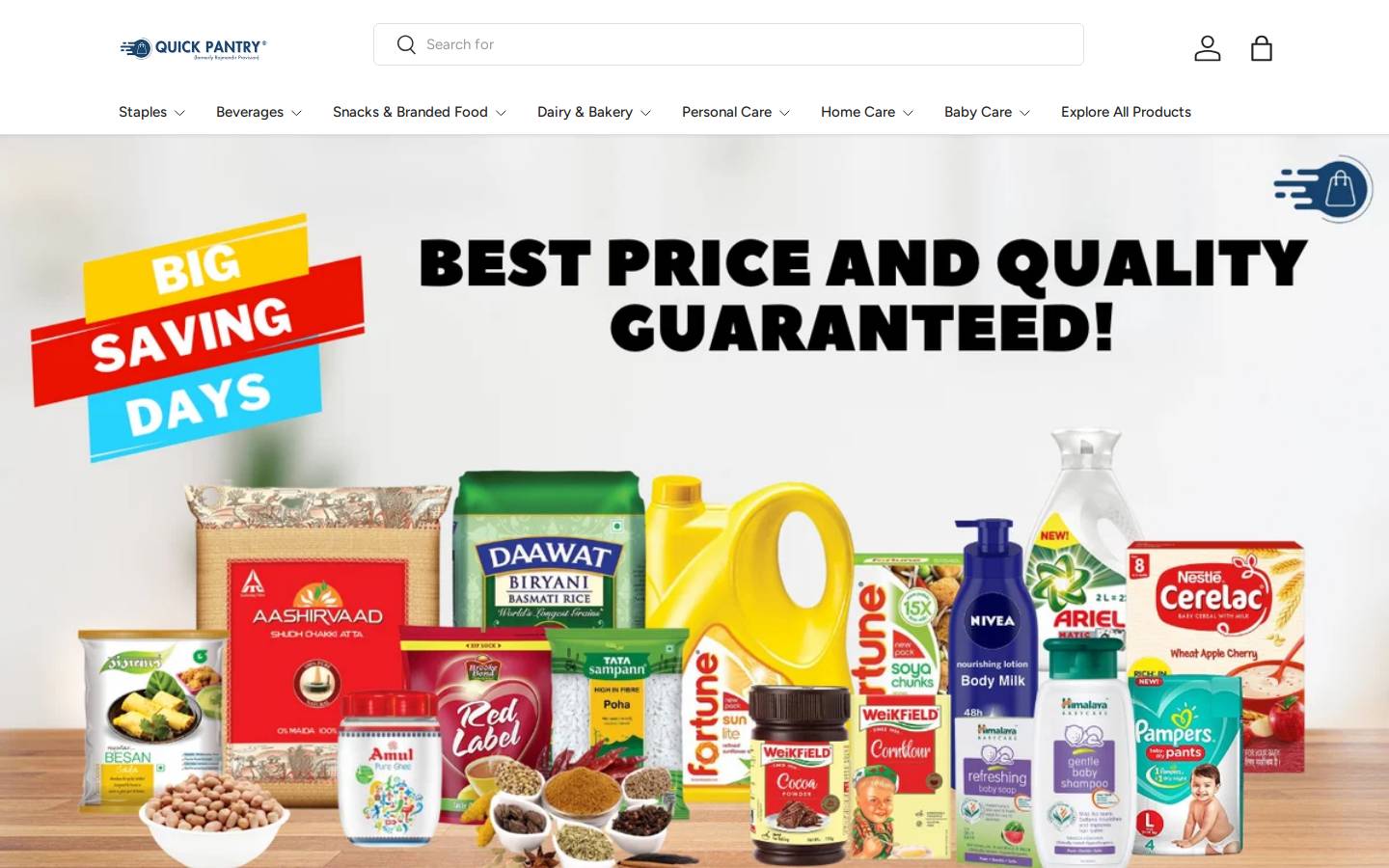 quickpantry.in homepage screenshot