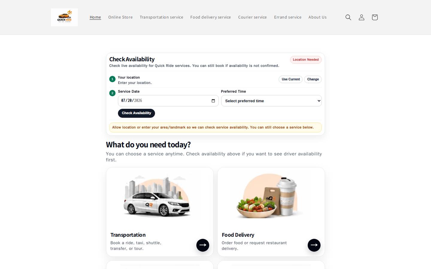 quickrideslu.com homepage screenshot