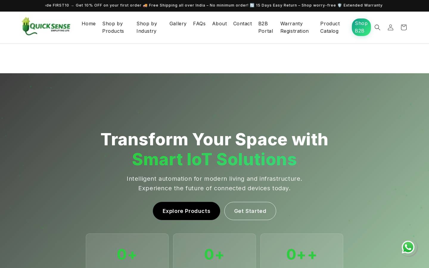 quicksense.in homepage screenshot