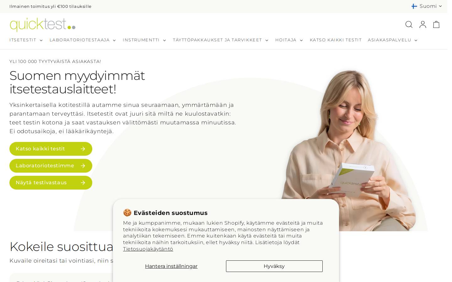 Quicktest Scandinavia homepage screenshot