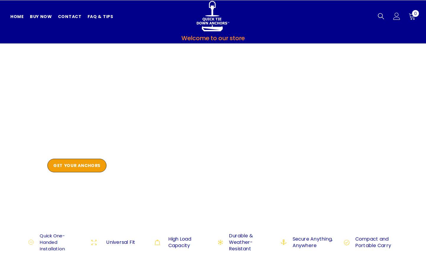 quicktiedownanchors.com homepage screenshot