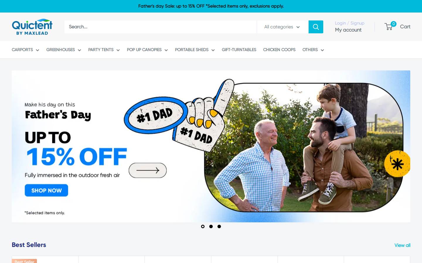 Quictent US homepage screenshot