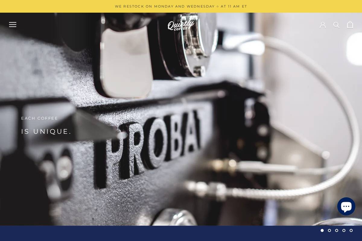 quietlycoffee.com homepage screenshot