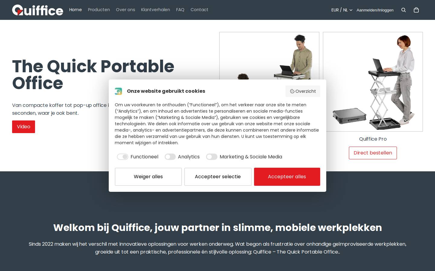 Quiffice homepage screenshot