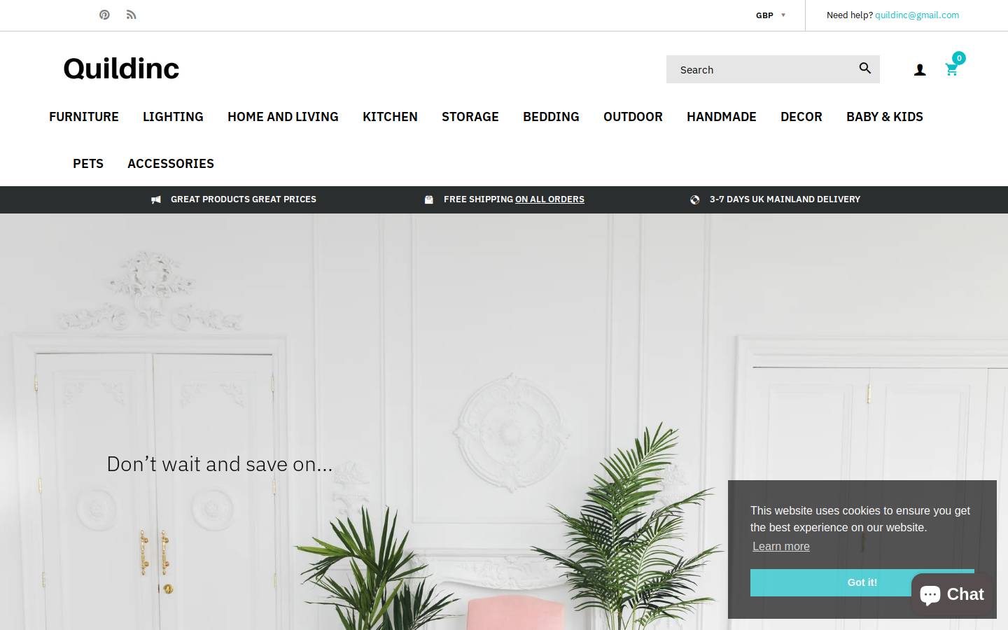 Quildinc homepage screenshot