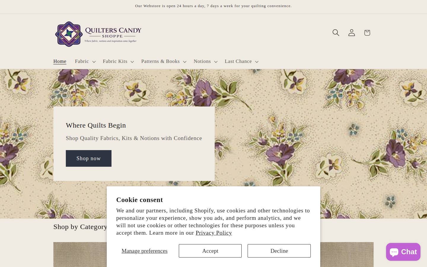 quiltcandy.com homepage screenshot