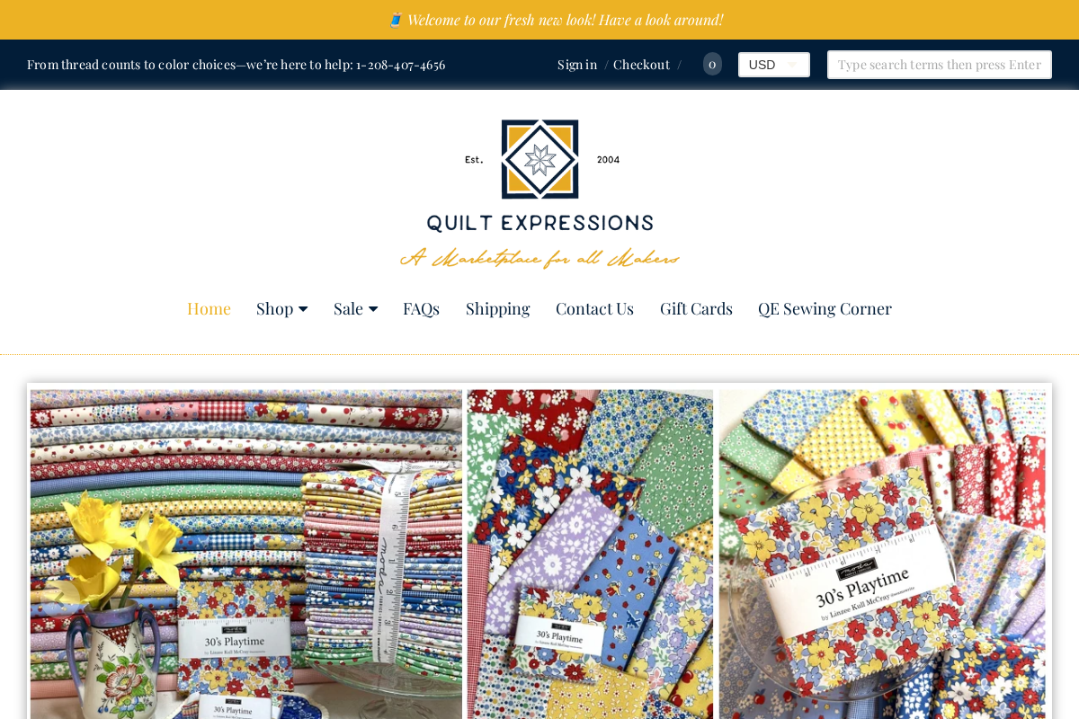 Quilt Expressions homepage screenshot