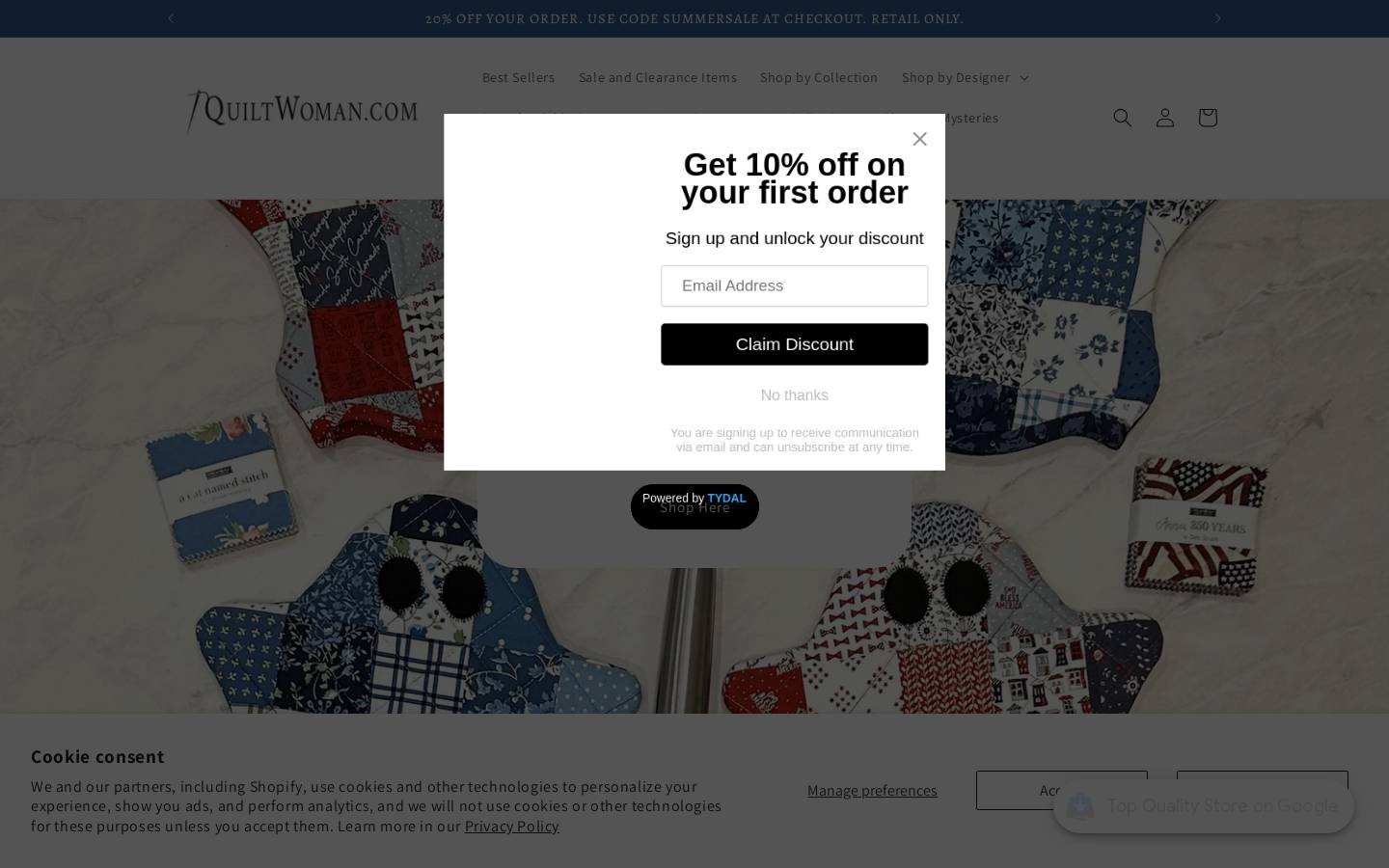 quiltwoman.com homepage screenshot