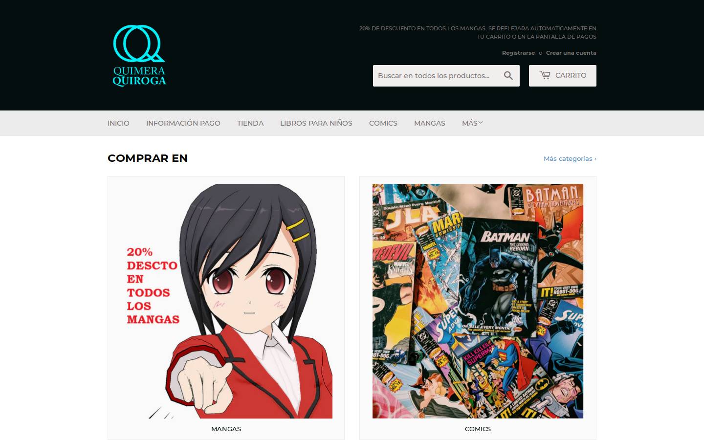 quimeraquiroga.cl homepage screenshot