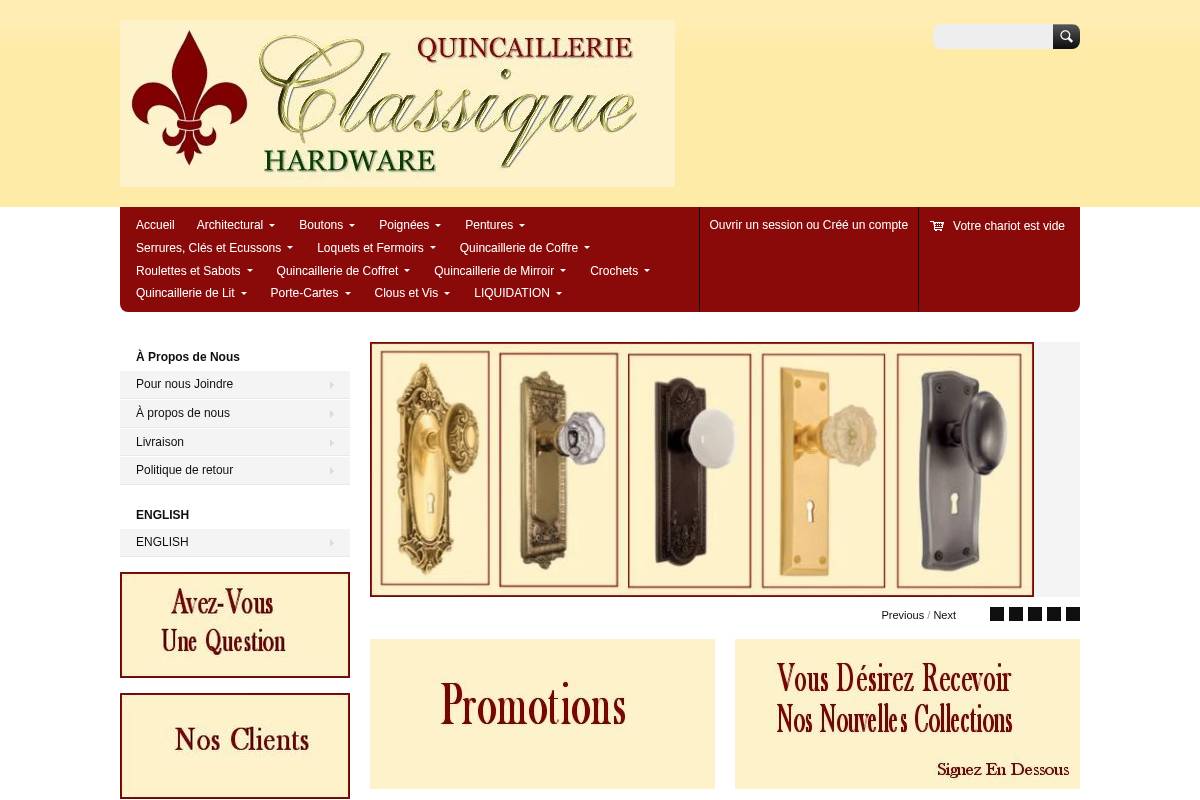 quincaillerieclassique.com homepage screenshot