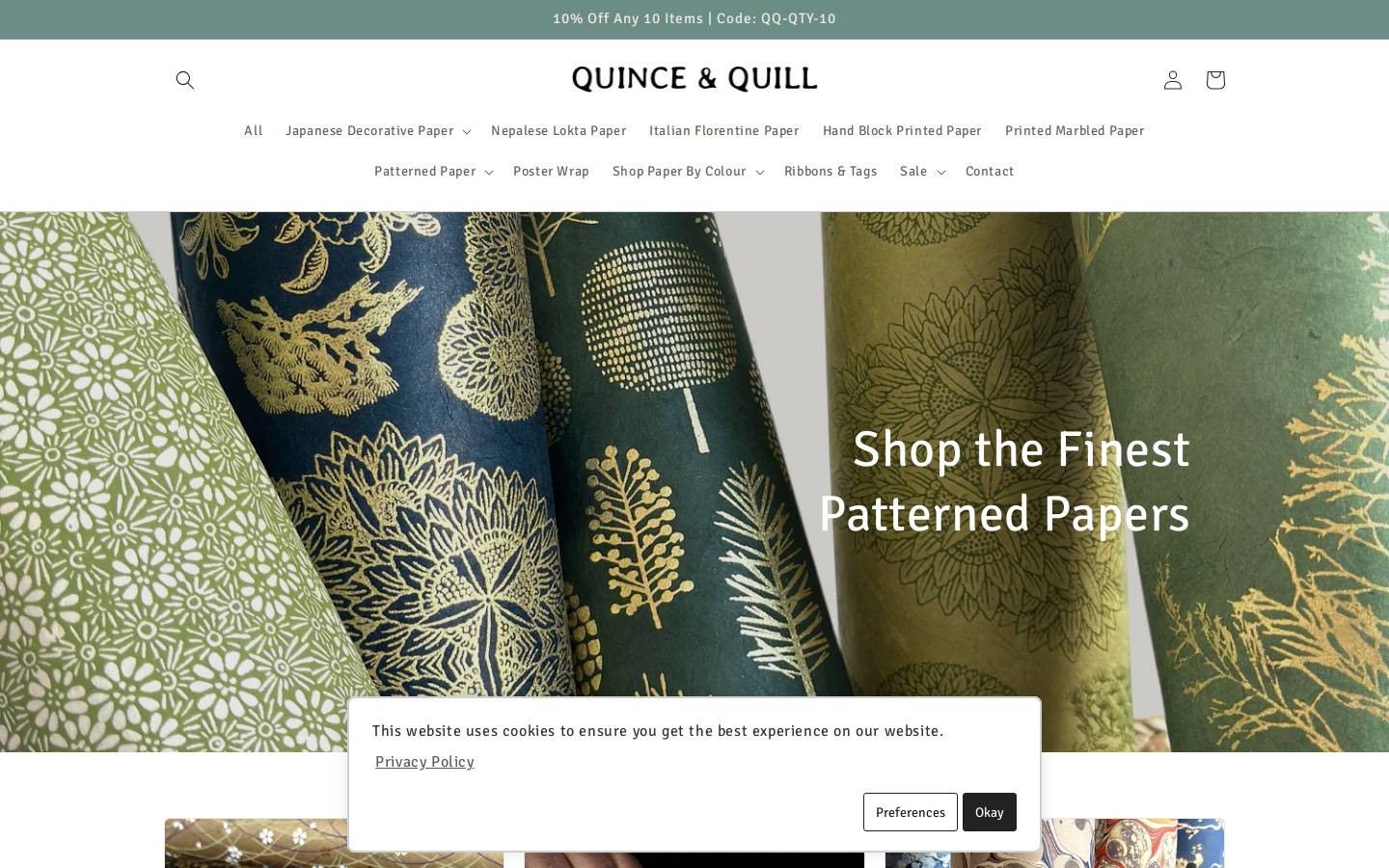 quinceandquill.com homepage screenshot