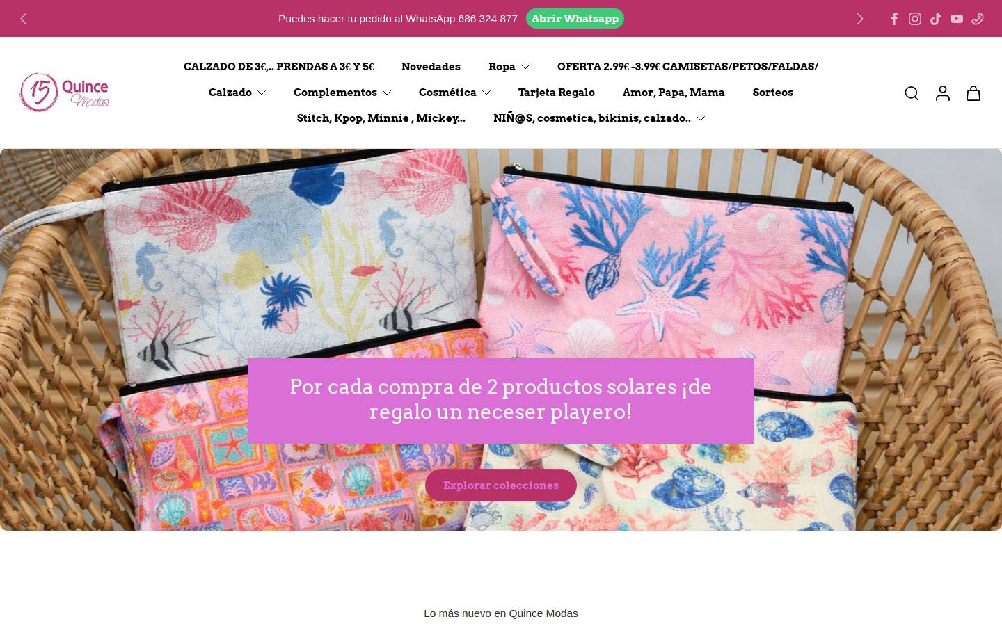quincemodas.com homepage screenshot