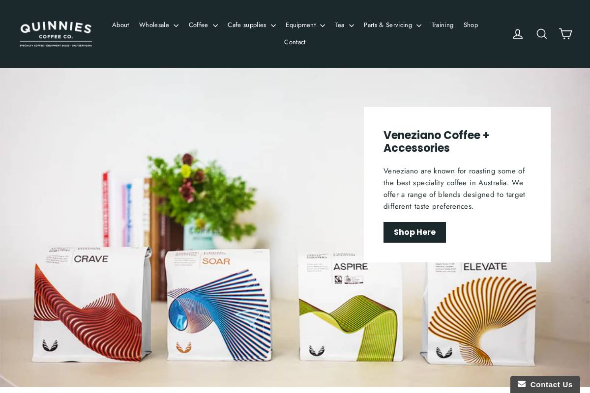 quinniescoffeeco.com.au homepage screenshot