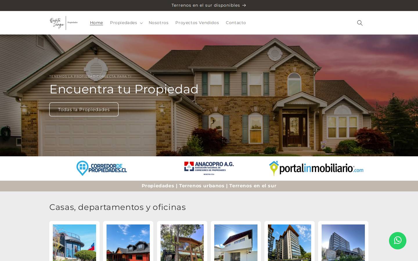 quintajungepropiedades.cl homepage screenshot