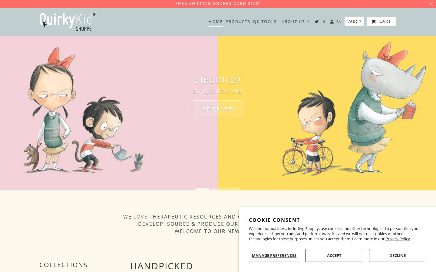 quirkykids.ca homepage screenshot