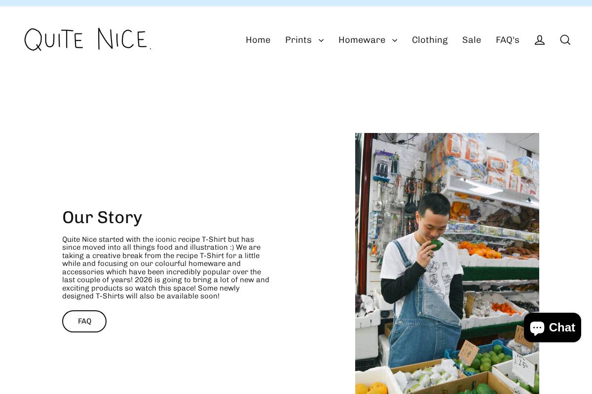 quitenicestore.com homepage screenshot