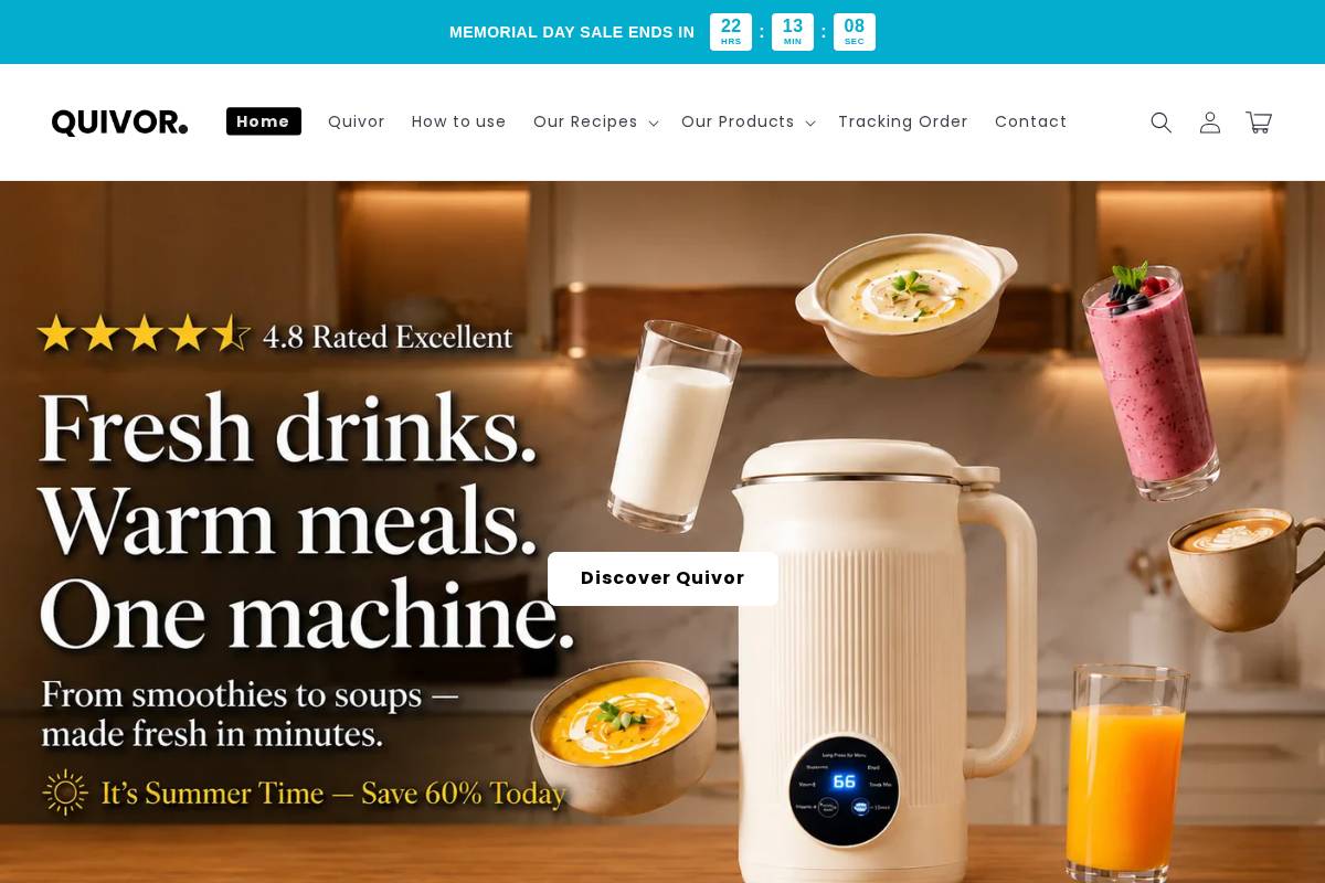 Quivor Ca homepage screenshot