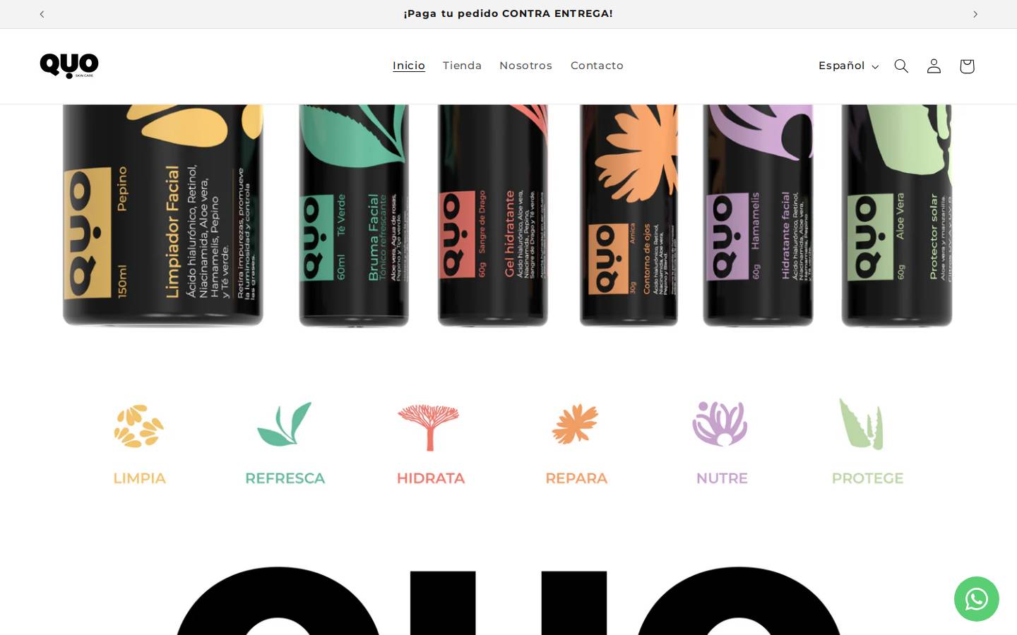quoskincare.com homepage screenshot
