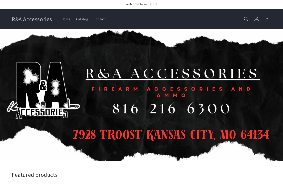R&A Accessories homepage screenshot
