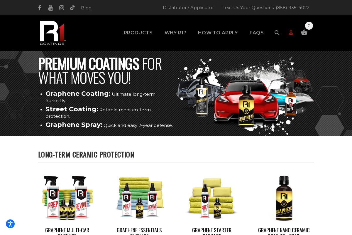 R1 Coatings homepage screenshot