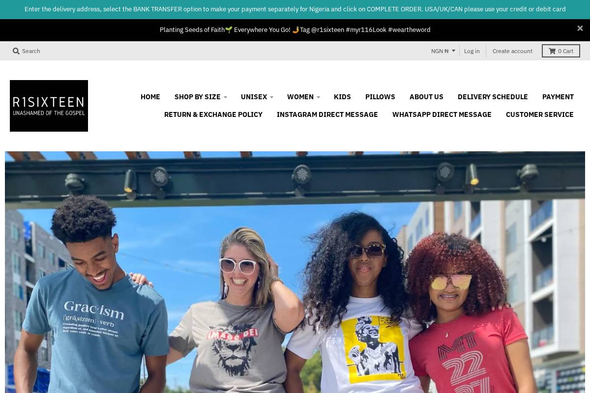 r1sixteen.com homepage screenshot