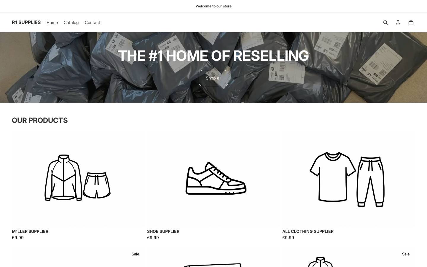 r1supplies.com homepage screenshot