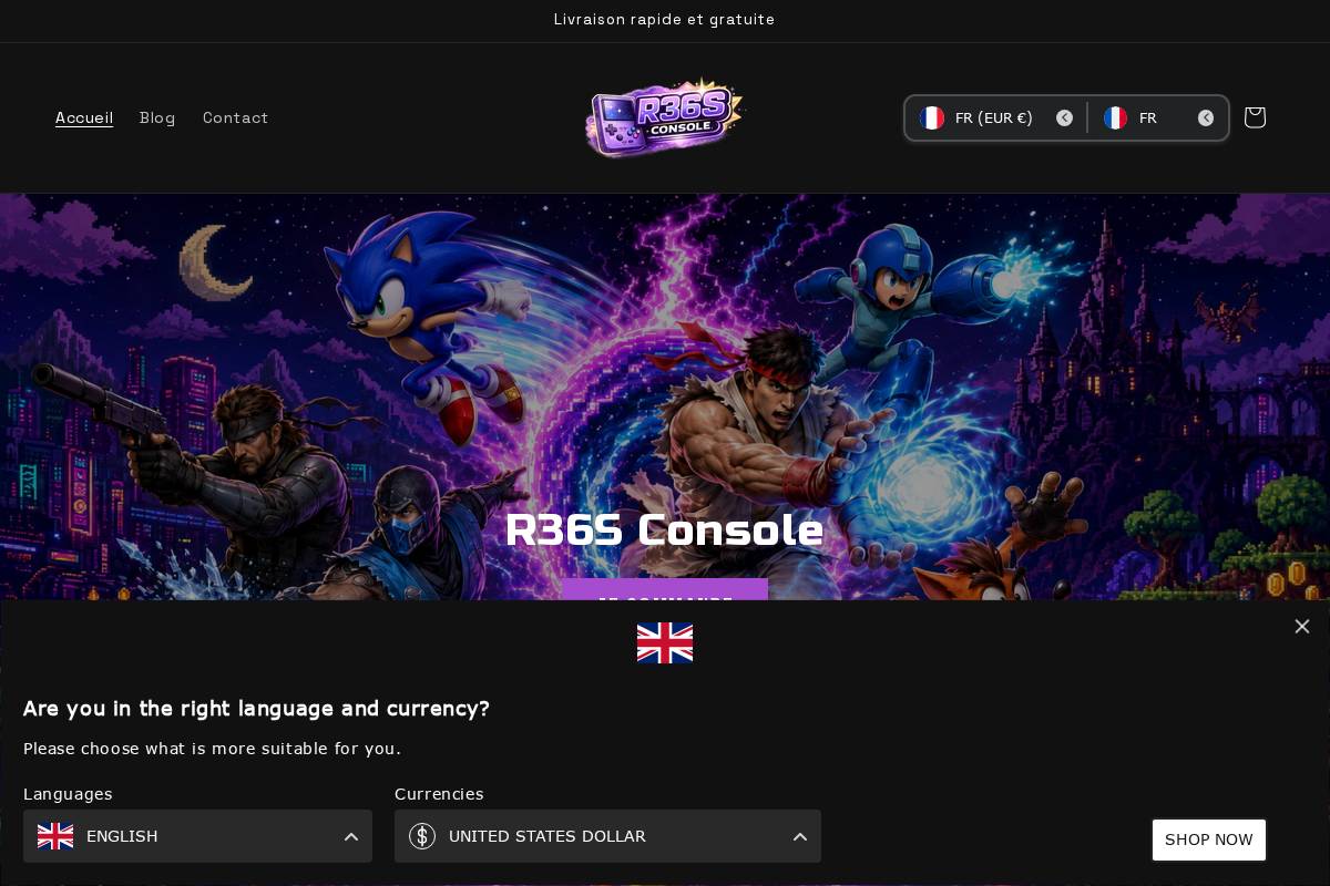 R36s Console homepage screenshot