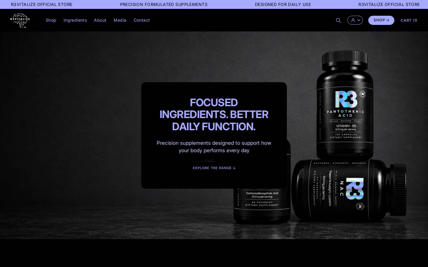 R3vitalize homepage screenshot