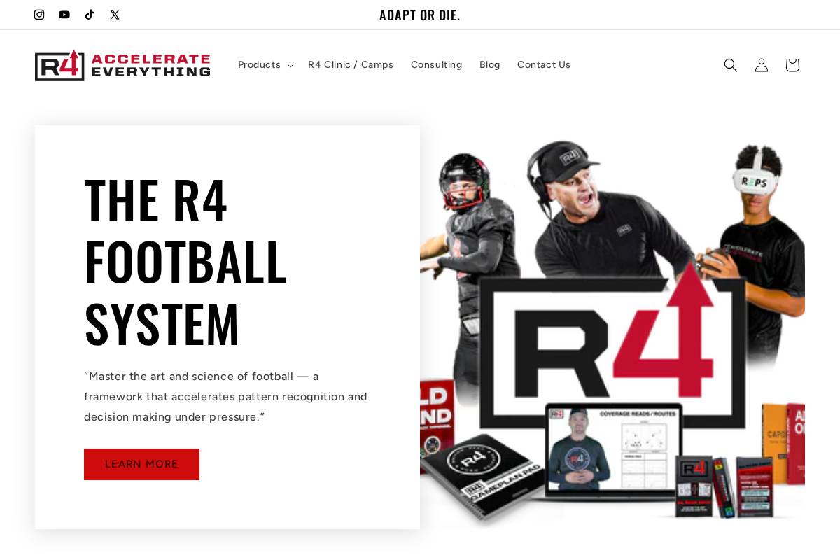 r4footballsystem.com homepage screenshot