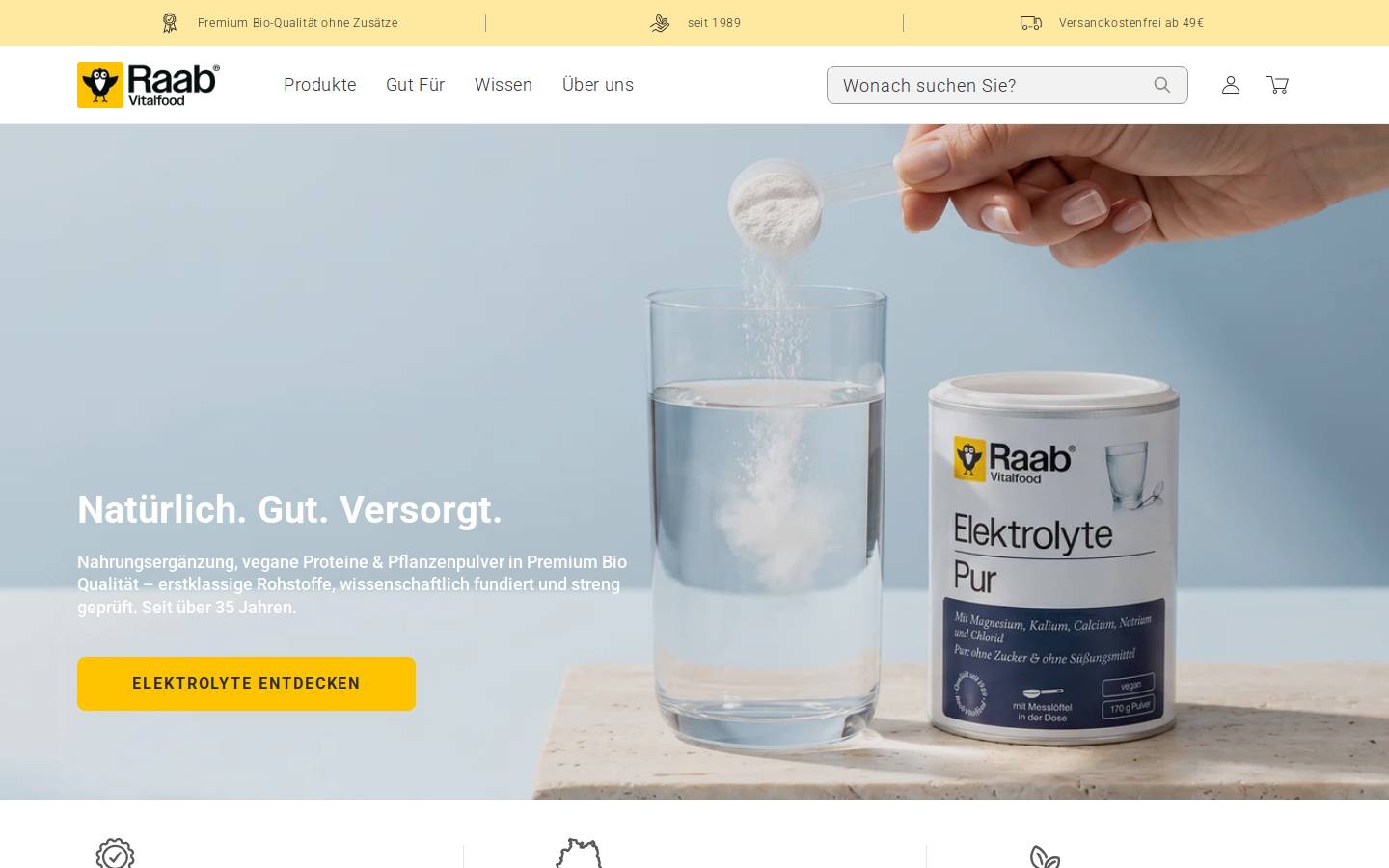 Raabvitalfood homepage screenshot