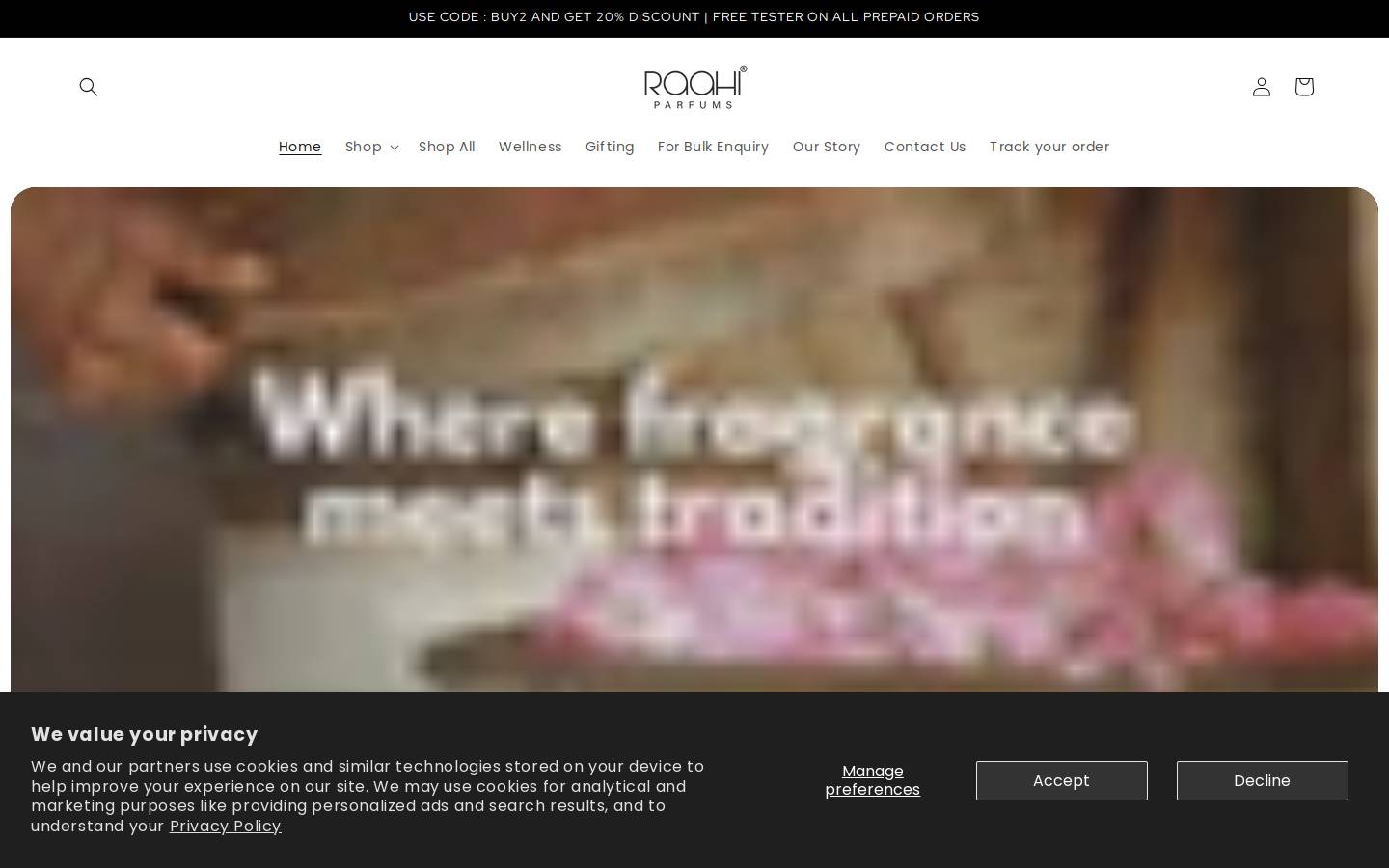 raahiparfums.com homepage screenshot