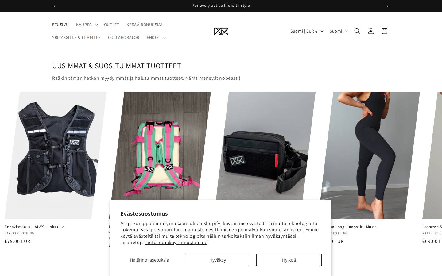 raakkiclothingshop.com homepage screenshot