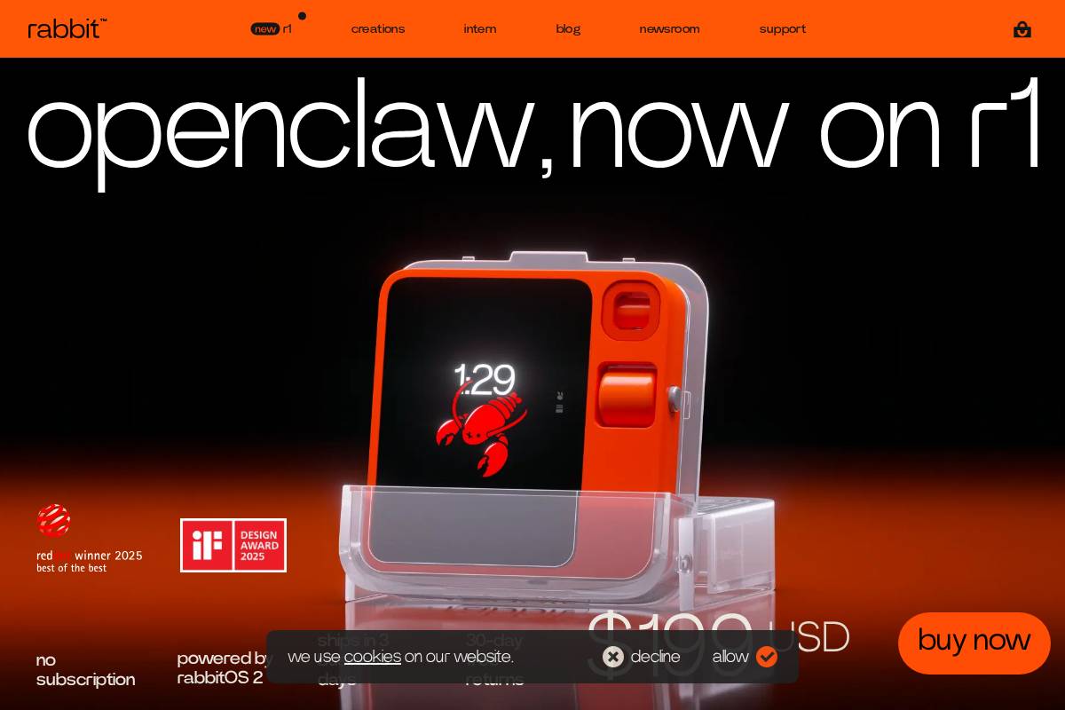 Rabbit homepage screenshot