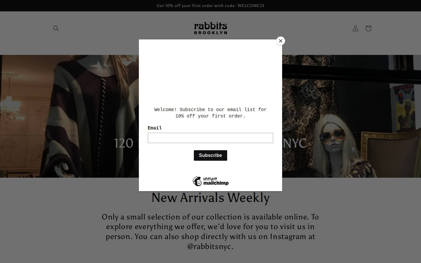 rabbitsnyc.com homepage screenshot