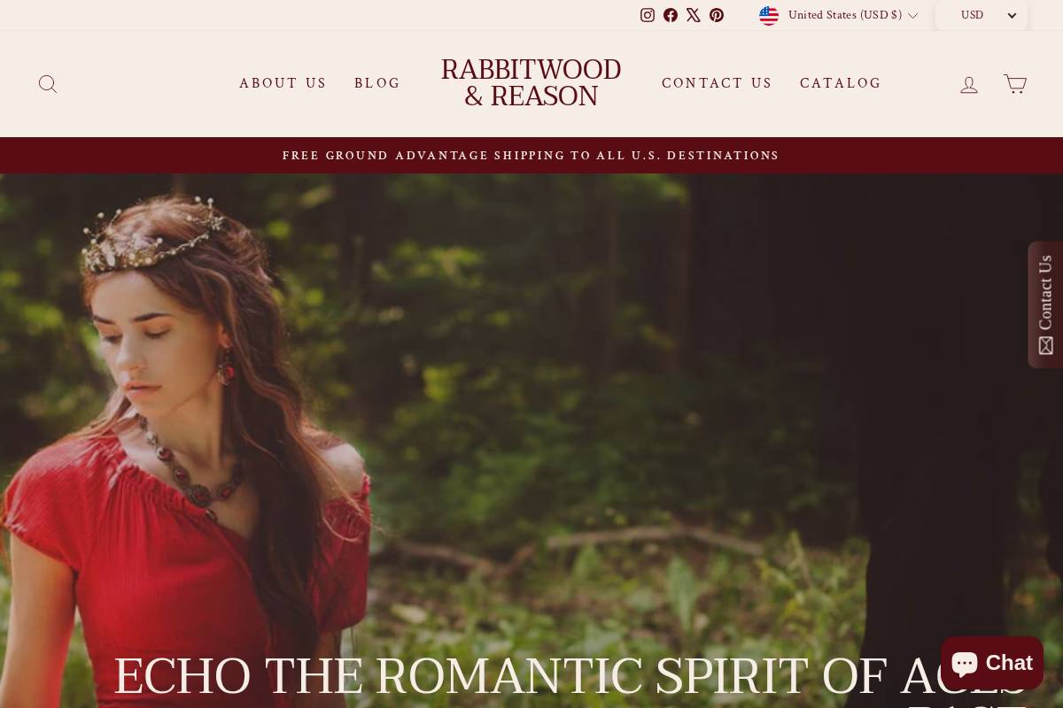 rabbitwoodandreason.com homepage screenshot